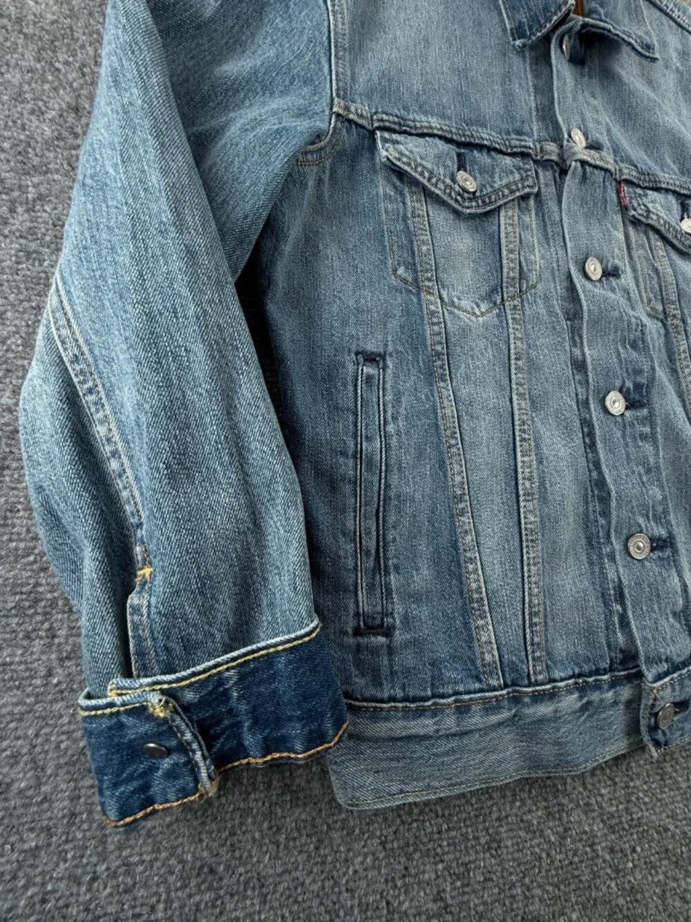 Levis Premium Denim Jacket Small Blue Metal Buttons Type 3 Cotton Lyocell Men